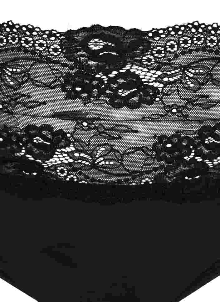 2 kpl korkeavyötäröisiä alushousuja pitsireunuksella , Black, Packshot image number 2