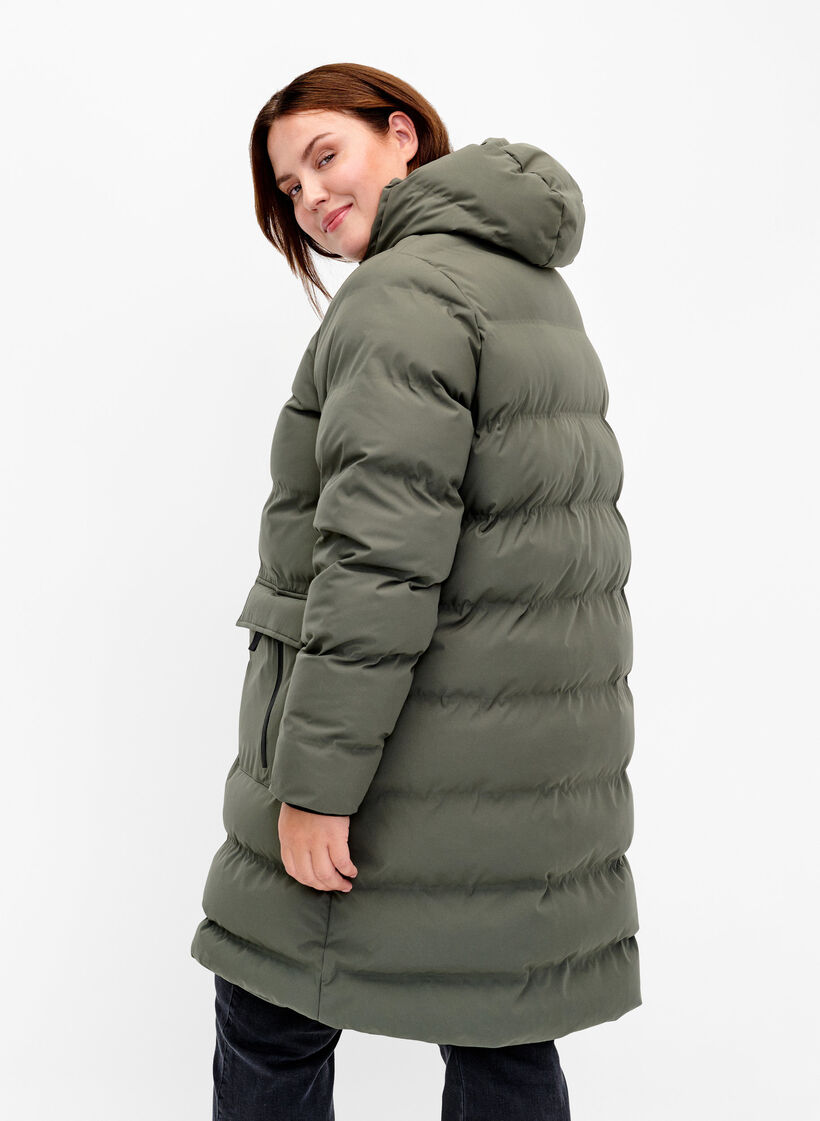 Toppatakki hupulla ja taskuilla, Vihre&auml;, Model image number 2