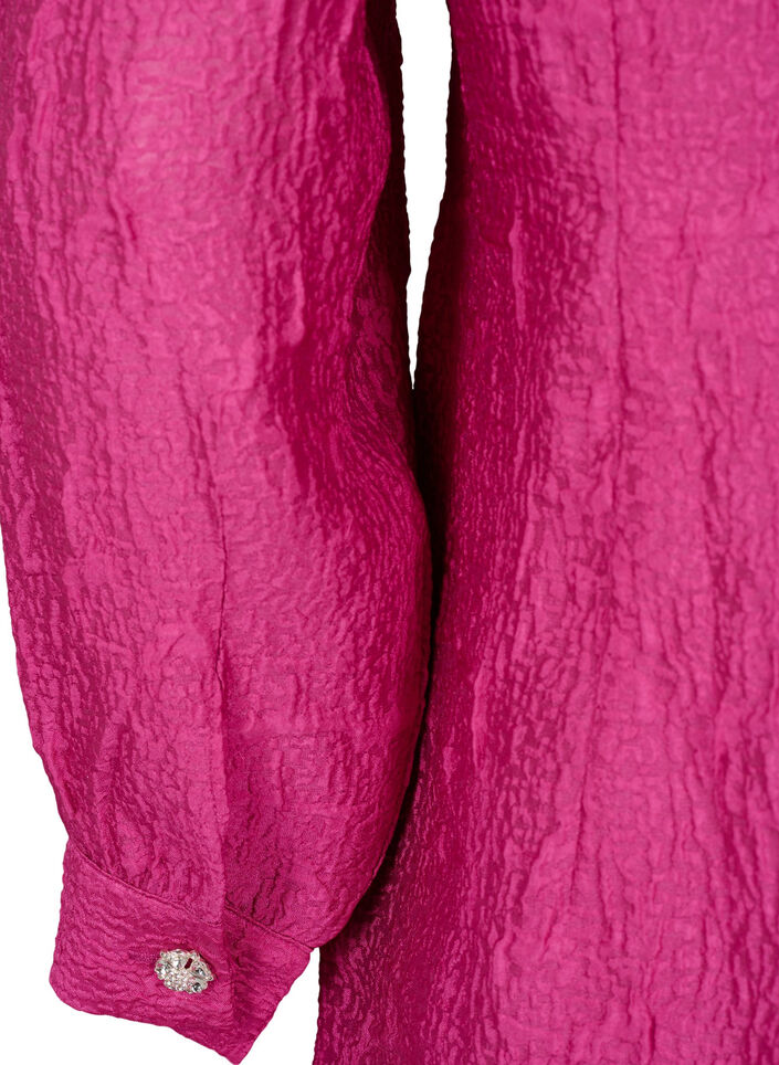 Tekstuurilla ja helmipainikkeilla varustettu paitamekko, Cactus Flower, Packshot image number 3