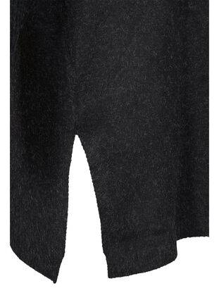 Meleerattu neuleponcho poolokauluksella, Dark Grey Melange, Packshot image number 3