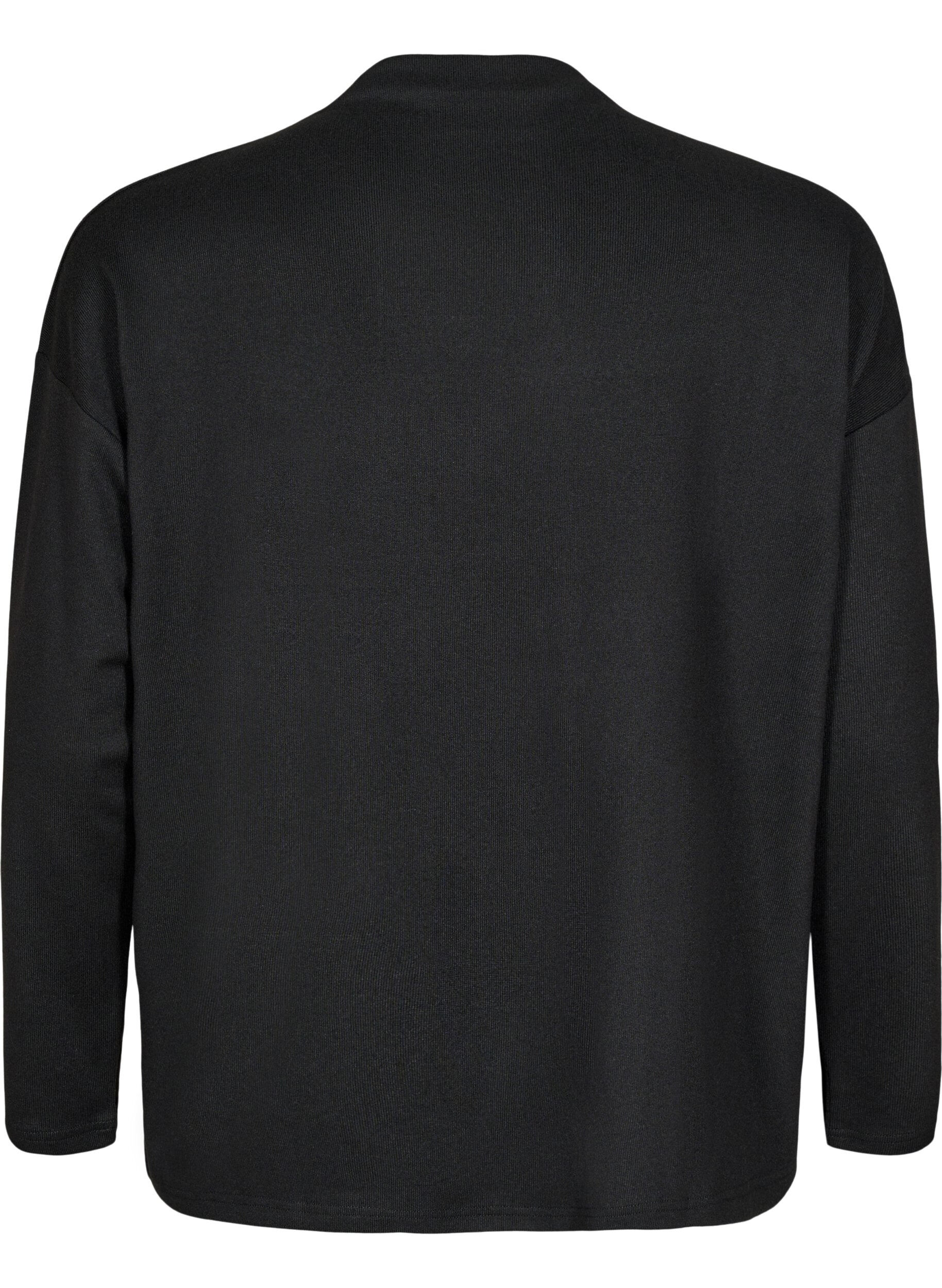 Zizzi Pusero korkealla kauluksella ja pitkill&auml; hihoilla, Musta, Packshot image number 1