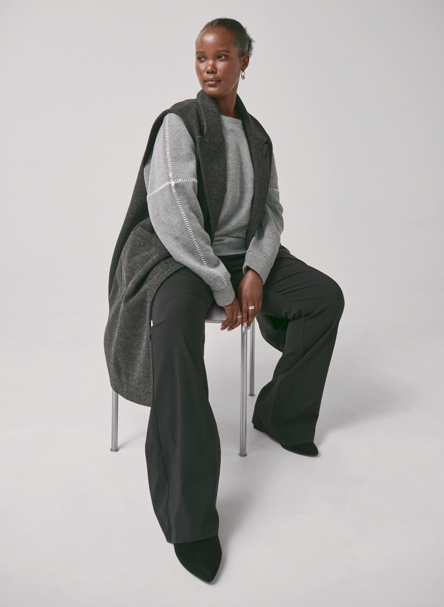 Zizzi Verryttelypaita kontrastiompeleilla, Medium Grey M&eacute;l, Image image number 0