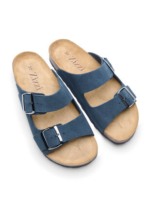 Mokkanahkaiset sandaalit leveässä mallissa, Navy, Packshot image number 3