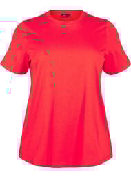 Puuvillainen perus-T-paita, jossa on py&ouml;re&auml; kaula-aukko, Punainen