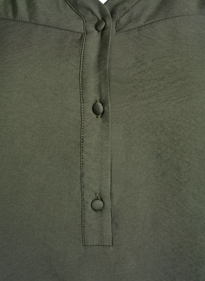 Viskoosipusero smock-yksityiskohdilla ja rypyill&auml;, Vihre&auml;, Packshot image number 2