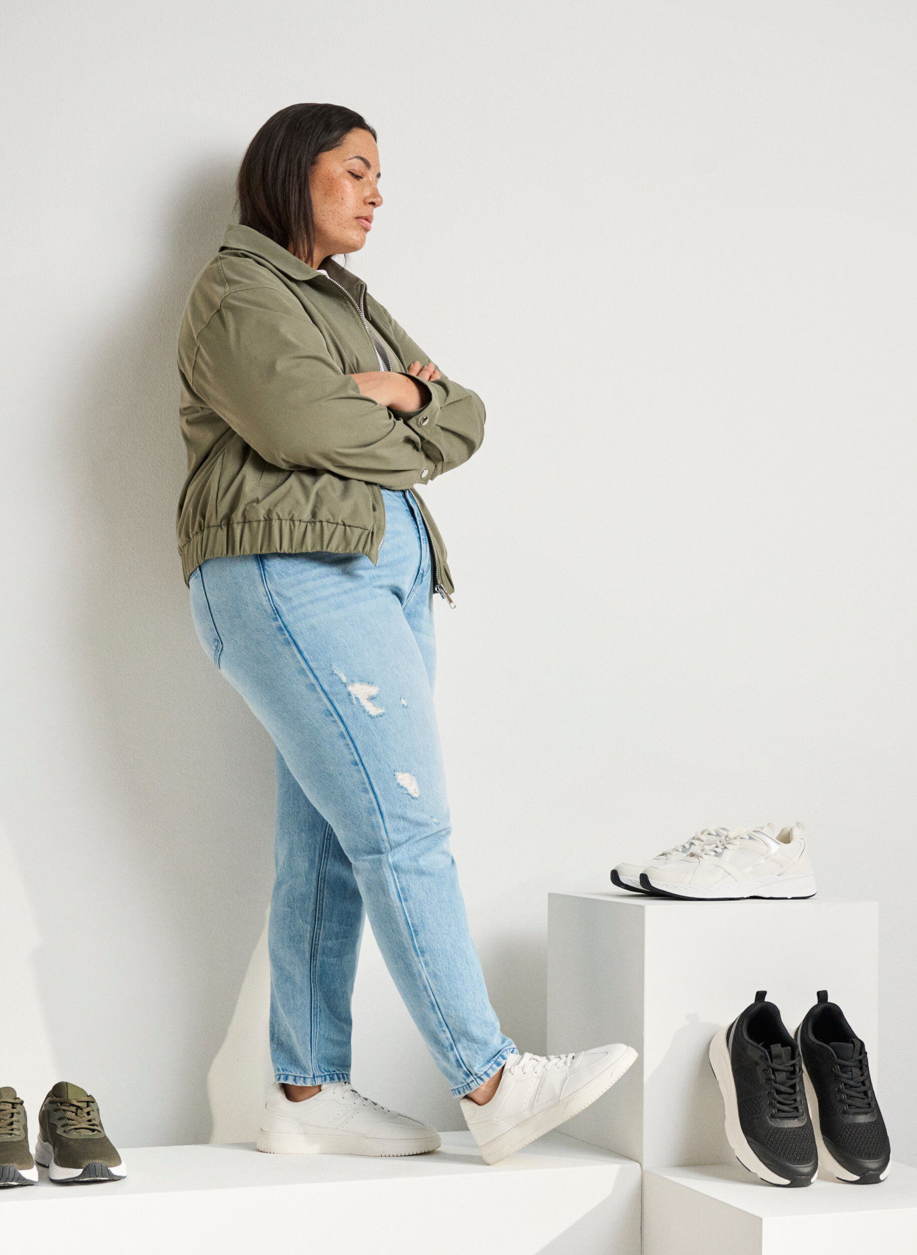 Zizzi Leve&auml;lestiset - Keinonahkaiset lenkkarit ompeleilla, Valkoinen, Image image number 0