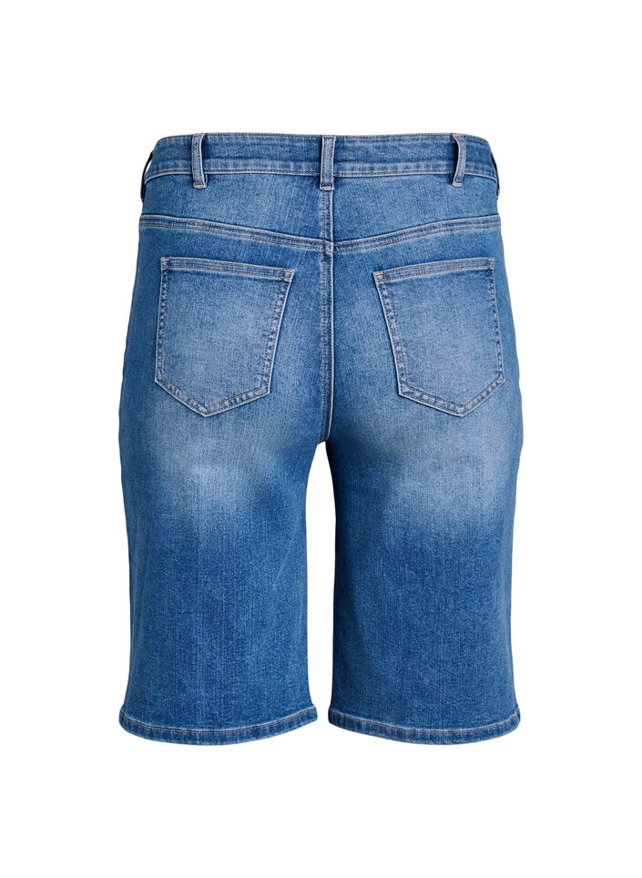 Korkeavyötäröiset denim-Bermudat, Sininen, Packshot image number 1
