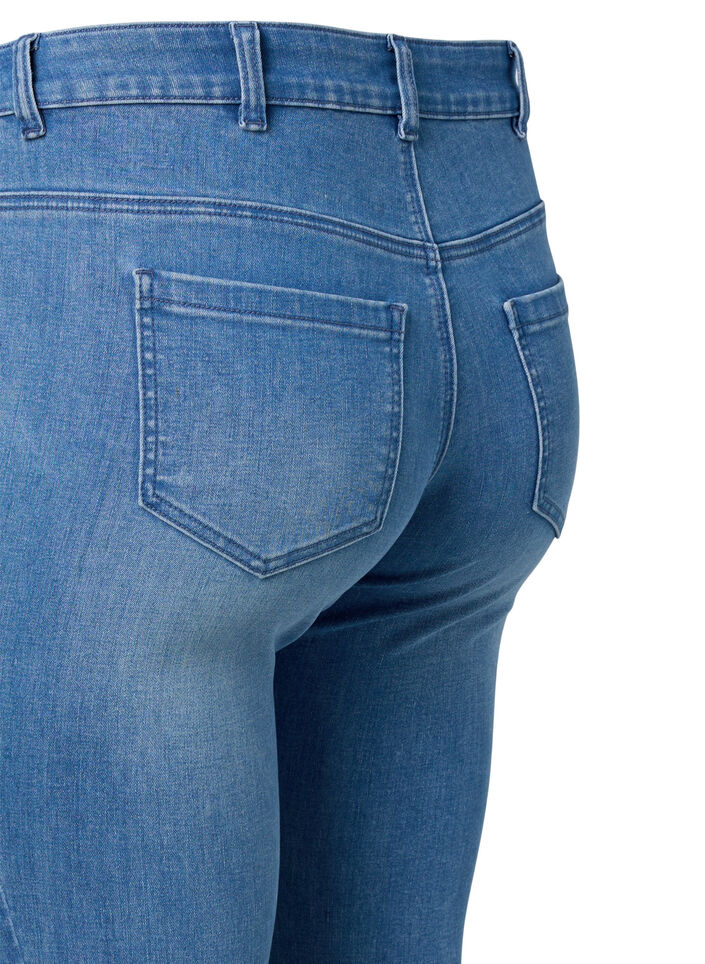 Kropatut Emily farkut kirjailulla, Blue denim, Packshot image number 3