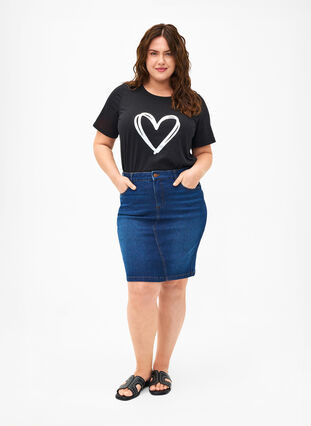 FLASH – kuviollinen t-paita, Black Silver Heart, Model image number 2