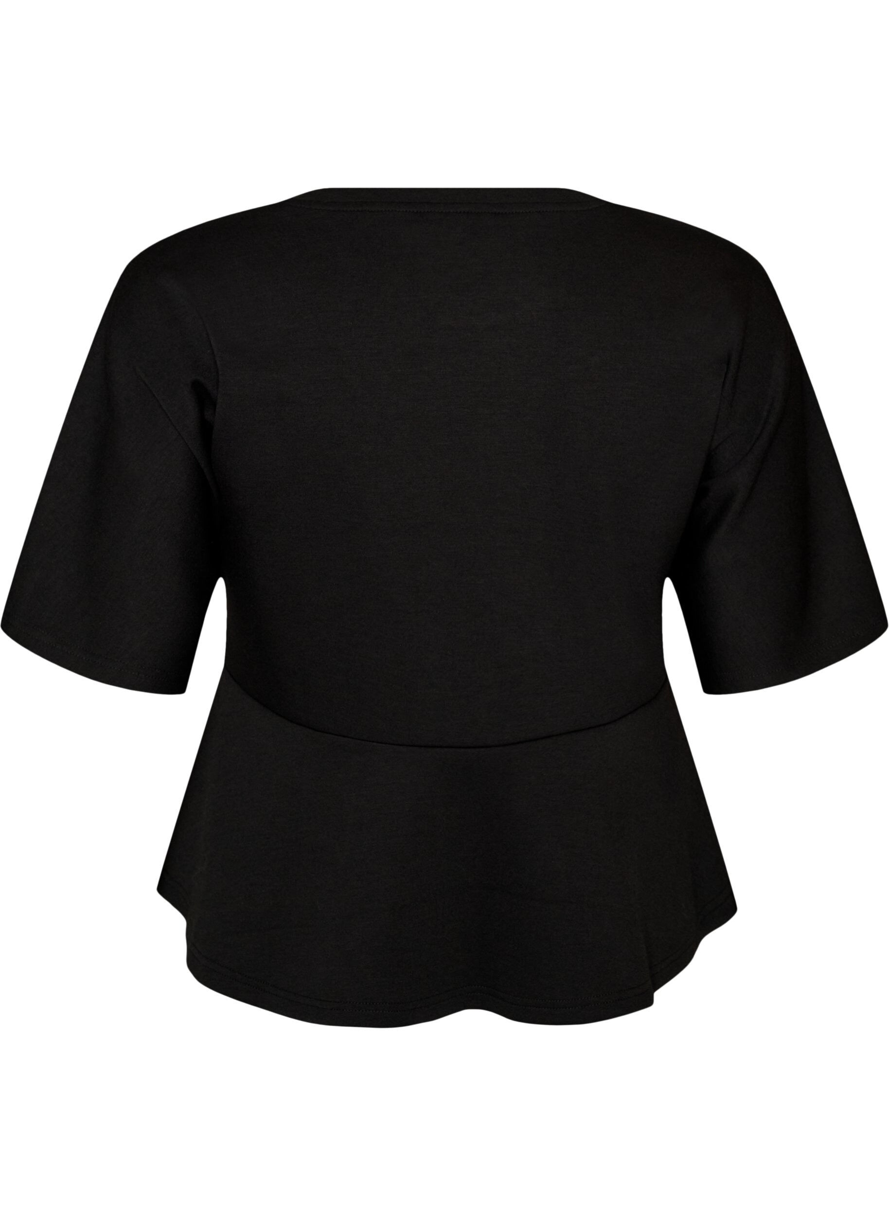 ZizziPeplum-pusero kyyn&auml;rpituisilla hihoilla, Musta, Packshot image number 1