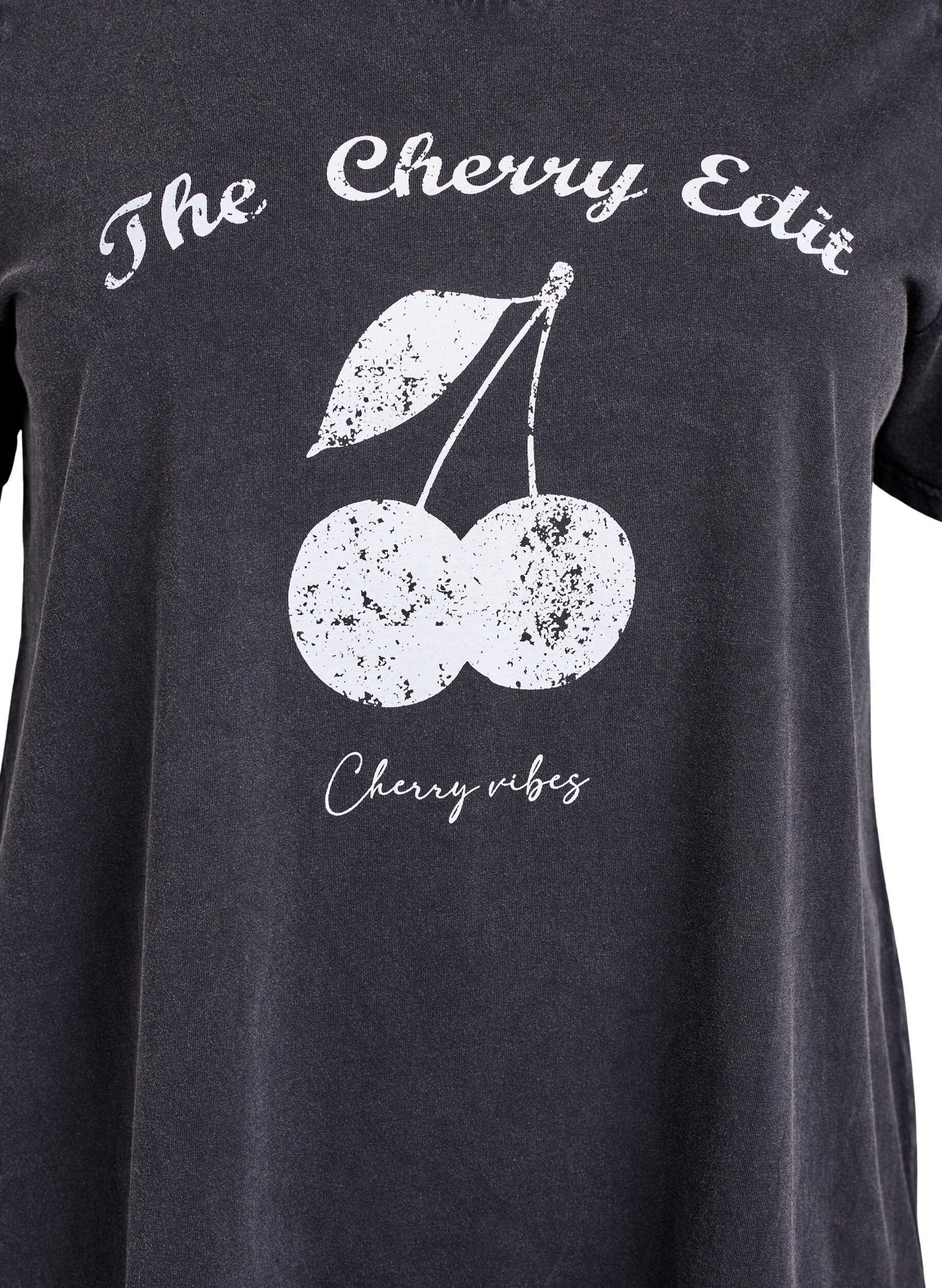 Zizzi Luomupuuvillainen T-paita printill&auml;, Harmaa, Packshot image number 2