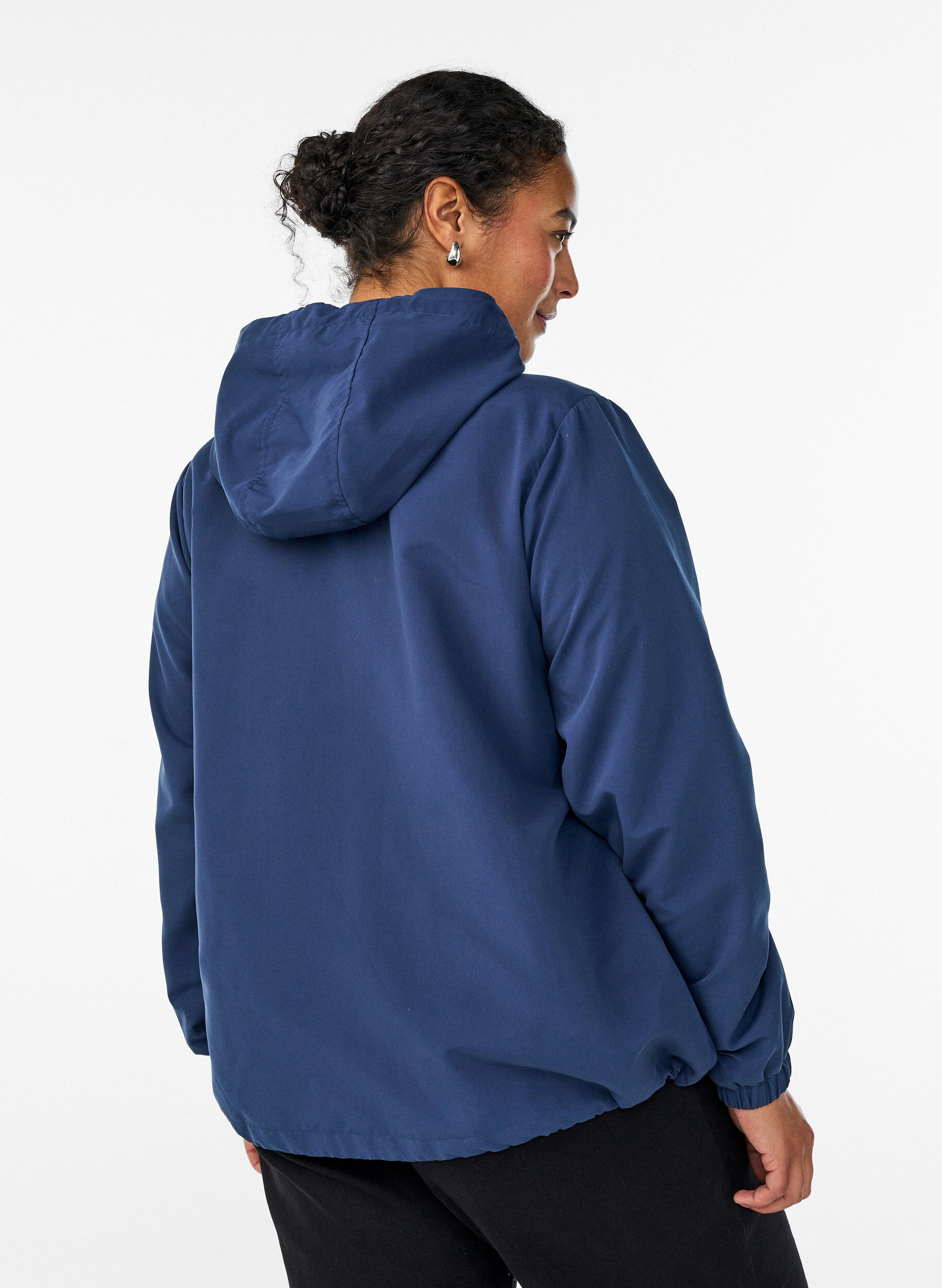 ZizziKevyt takki hupulla ja vetoketjulla, Sininen, Model image number 2