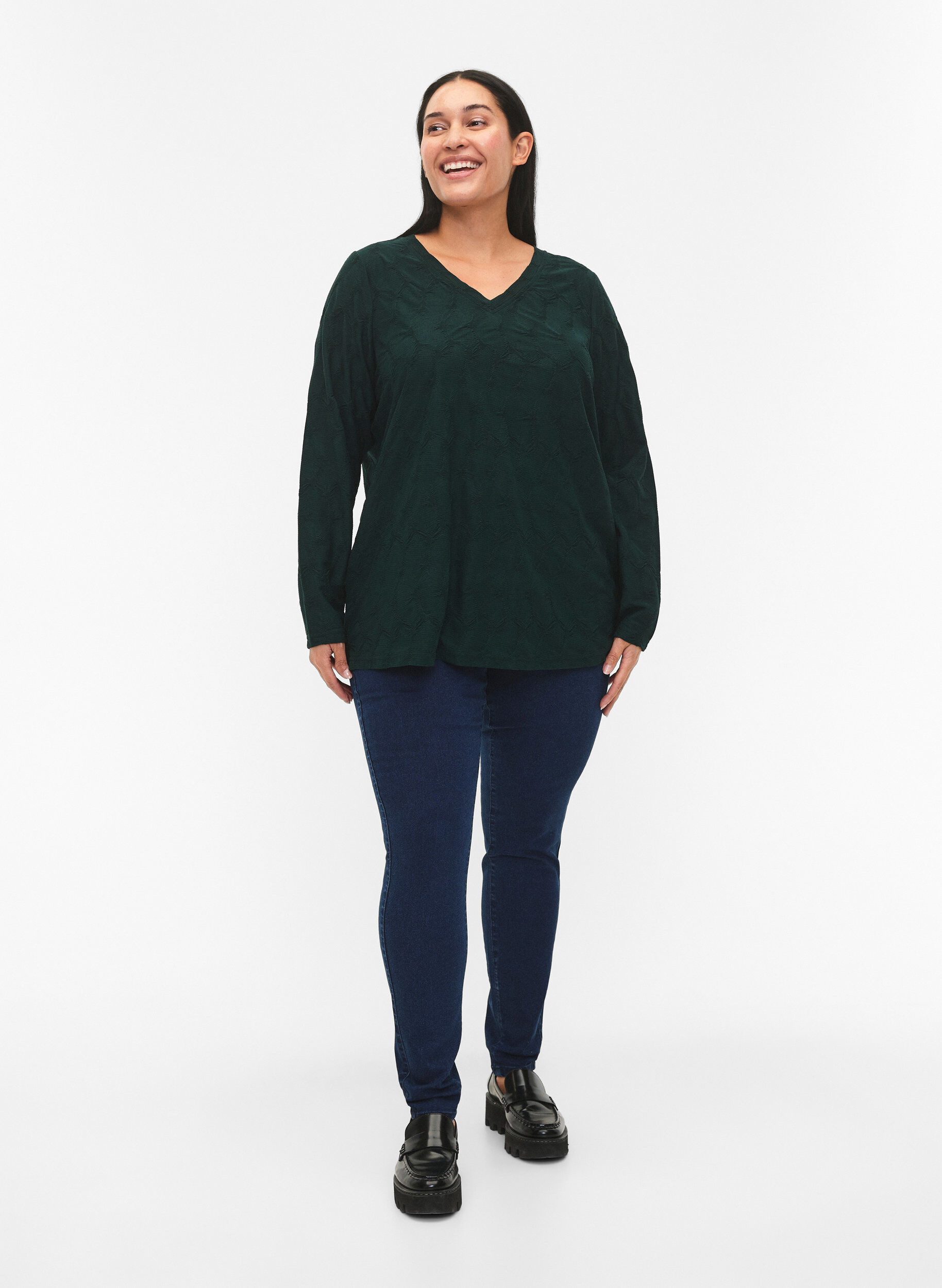 Zizzi FLASH &ndash; Jeggingsit, joissa on leve&auml; joustava vy&ouml;t&auml;r&ouml;nauha, Sininen, Model image number 0