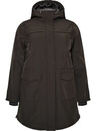 Vett&auml; hylkiv&auml; softshell-takki, jossa on tikattu vuori, Musta