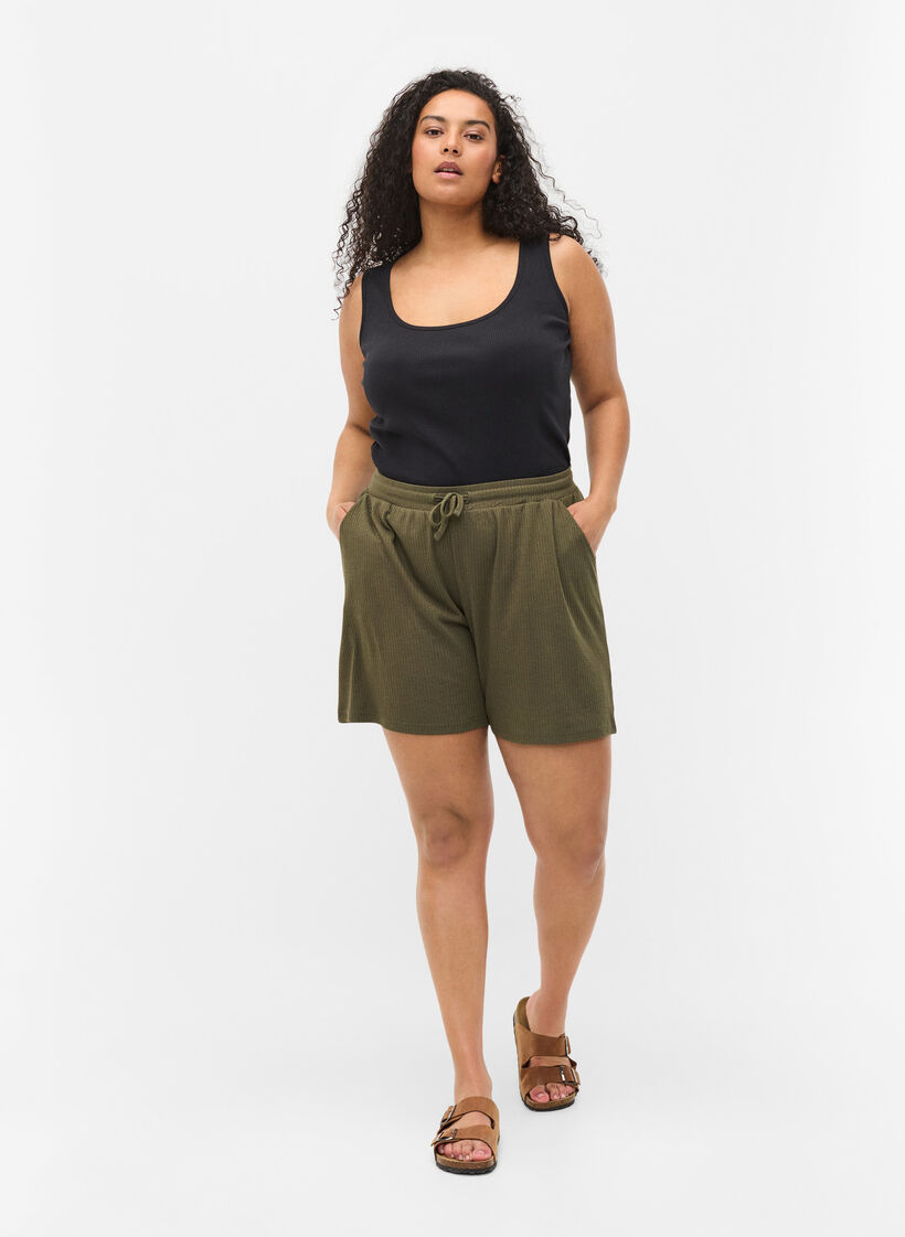 2 kpl pakkaus ribattuja toppeja, Black/Black, Model image number 2