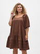 Lyhyt vakosamettimekko, jossa on neliskanttinen pääntie, Ruskea, Model image number 0