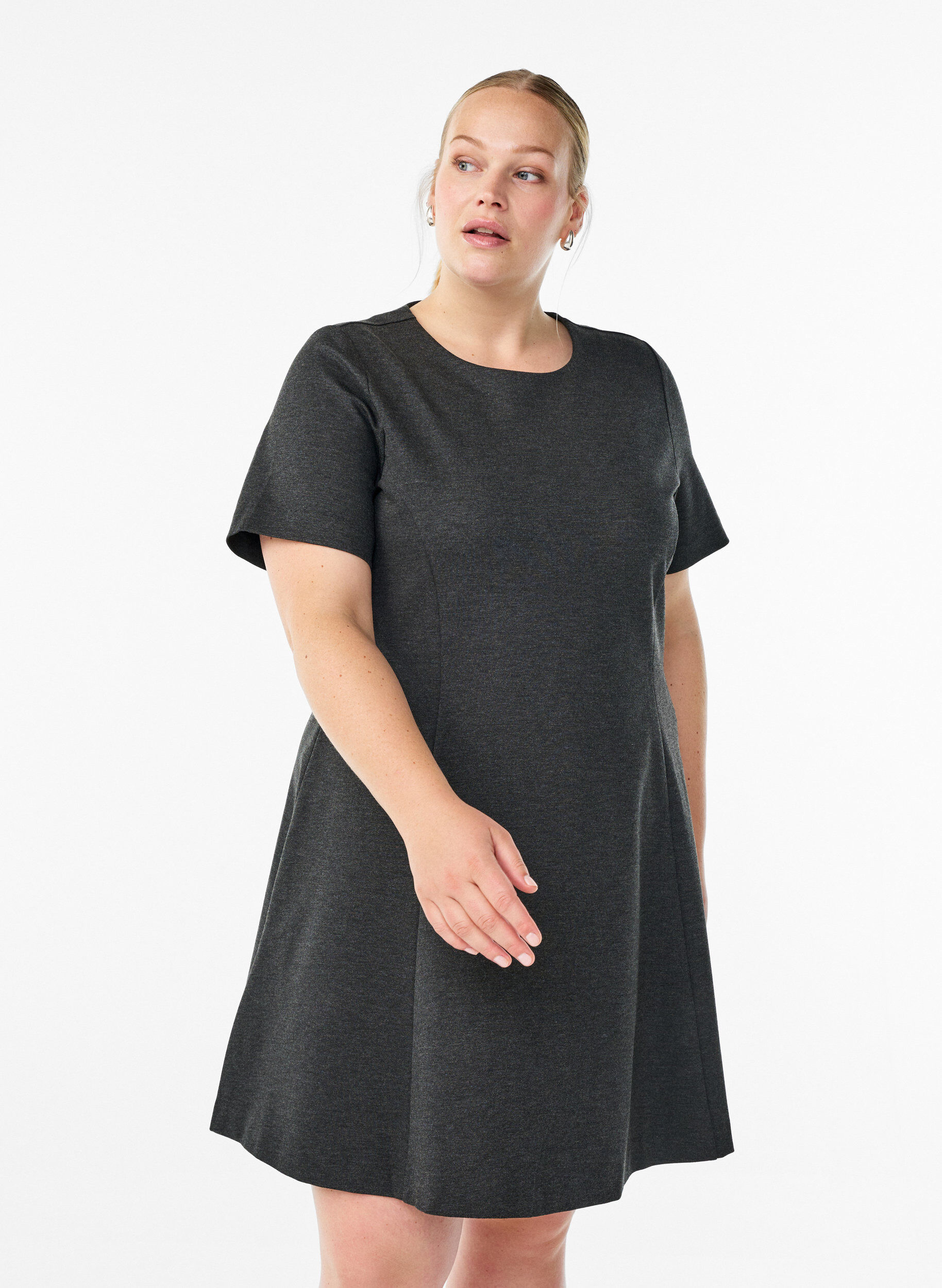 ZizziLyhyt A-linjainen trikoomekko, Harmaa, Model image number 0