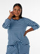 Pitk&auml;hihainen y&ouml;paita ribatusta jerseyst&auml;, jossa on raitoja, Sininen, Model image number 0