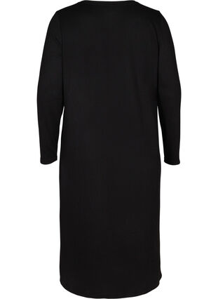 Yksivärinen mekko pitkillä hihoilla ja halkioilla, Black, Packshot image number 1