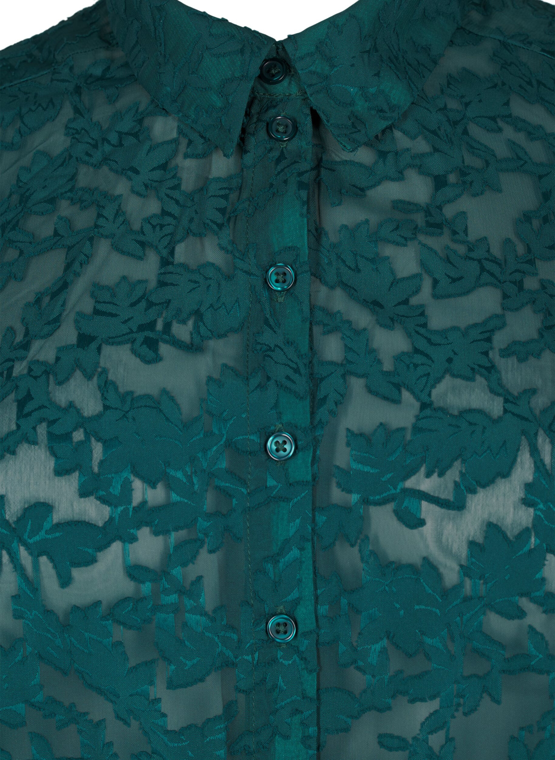 Zizzi Jacquard-paita napeilla, Rain Forest, Packshot image number 2