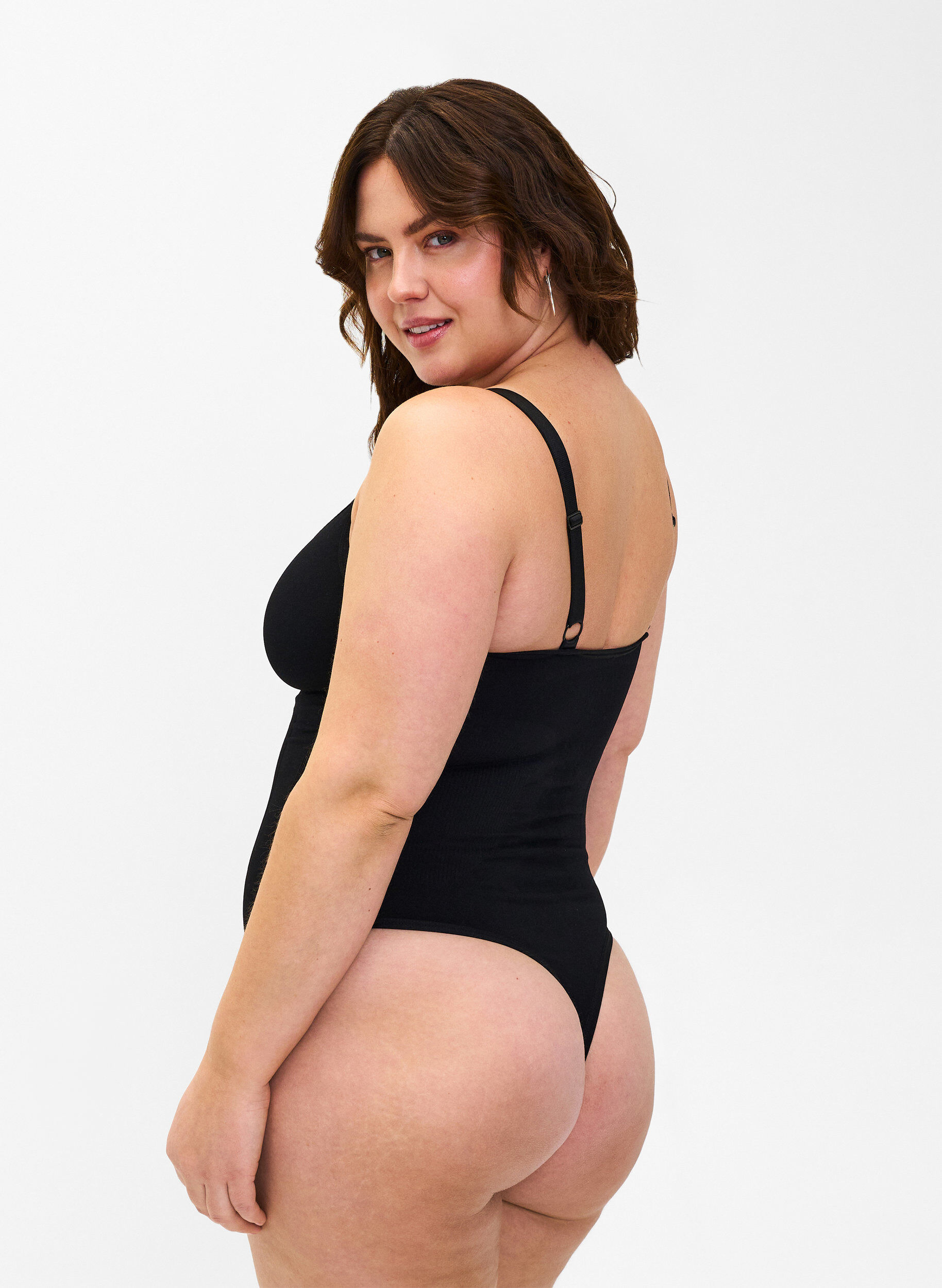 Zizzi Shapewear-body nauhoilla, Musta, Model image number 1