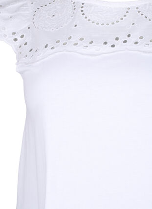 Luomupuuvillasta valmistettu T-paita englantilaisella kirjonnalla, Bright White, Packshot image number 2
