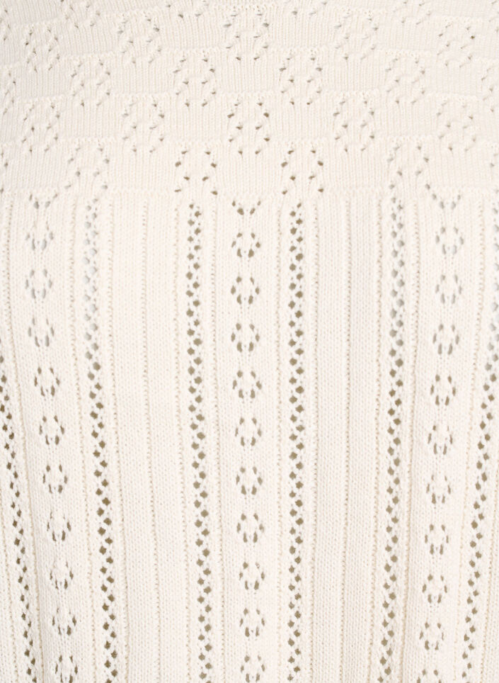 Neulepusero eyelet-kirjailulla ja 3/4-hihoilla, Beige, Packshot image number 2