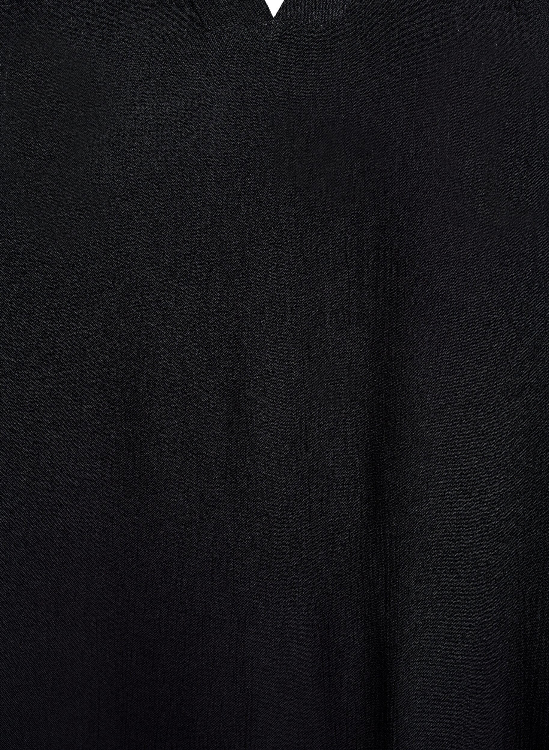 Zizzi 3/4-hihoilla varustettu A-linjainen tunika, Musta, Packshot image number 2