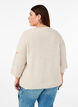 Syd&auml;nkuvioitu neulepusero 3/4-hihoilla, Beige, Model image number 2