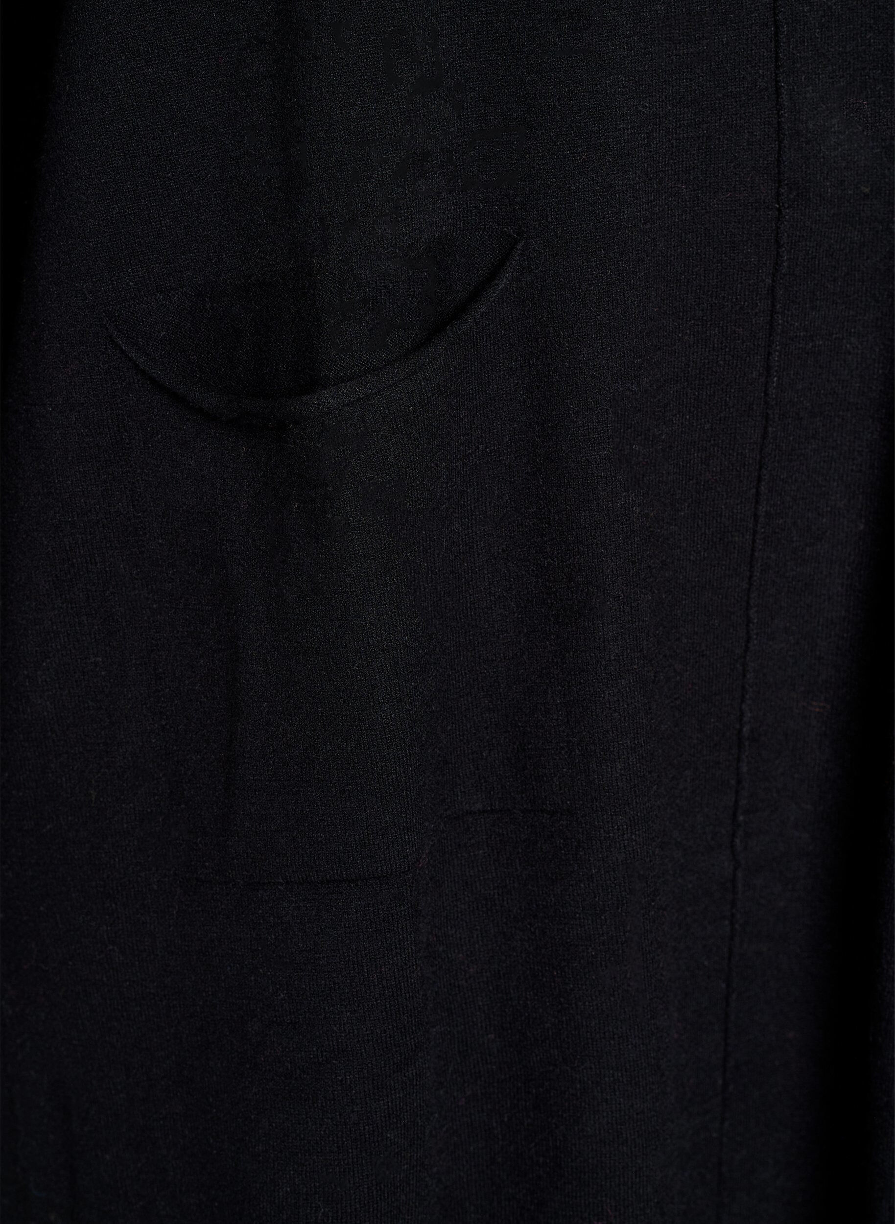 Zizzi Lyhyt neulemekko, jossa keskitikki ja taskut, Musta, Packshot image number 3