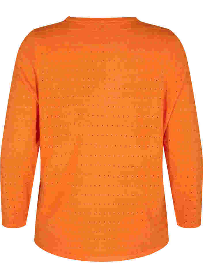 Tekstuurikuvioitu neulepusero pyöreällä pääntiellä, Vibrant Orange, Packshot image number 1