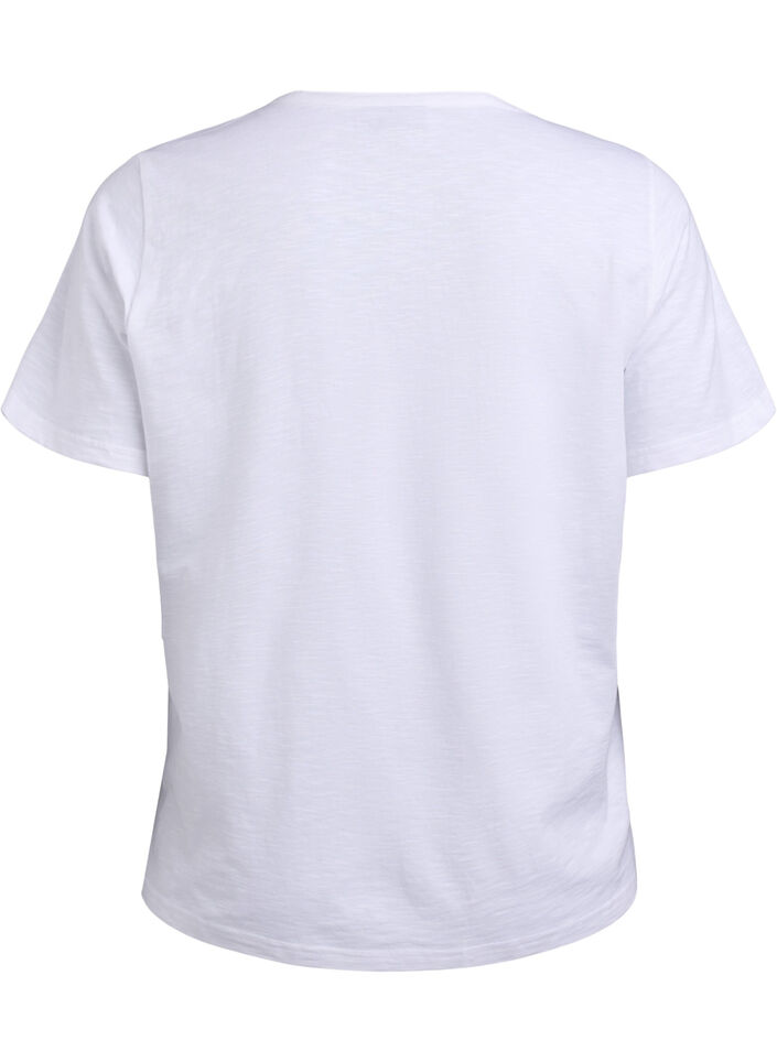 T-paita nappiyksityiskohdalla, Valkoinen, Packshot image number 1