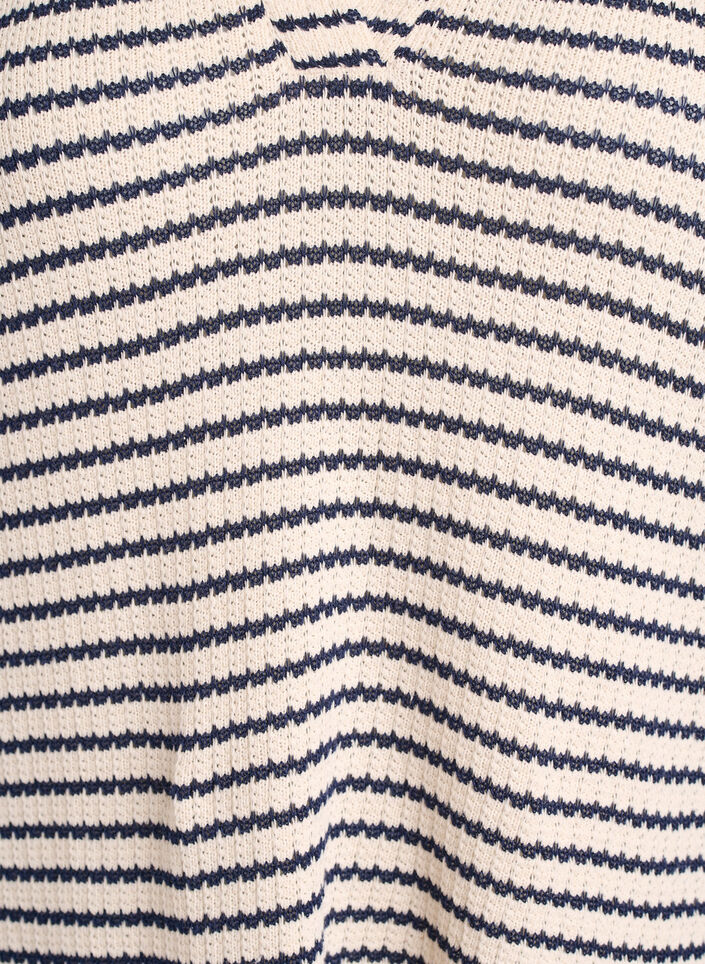 Raidallinen jersey-pusero kauluksella ja V-p&auml;&auml;ntiell&auml;, Beige, Packshot image number 2