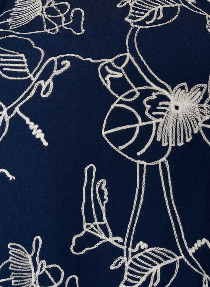 Lyhyt A-linjainen mekko kirjaillulla kuviolla, Sininen, Packshot image number 2