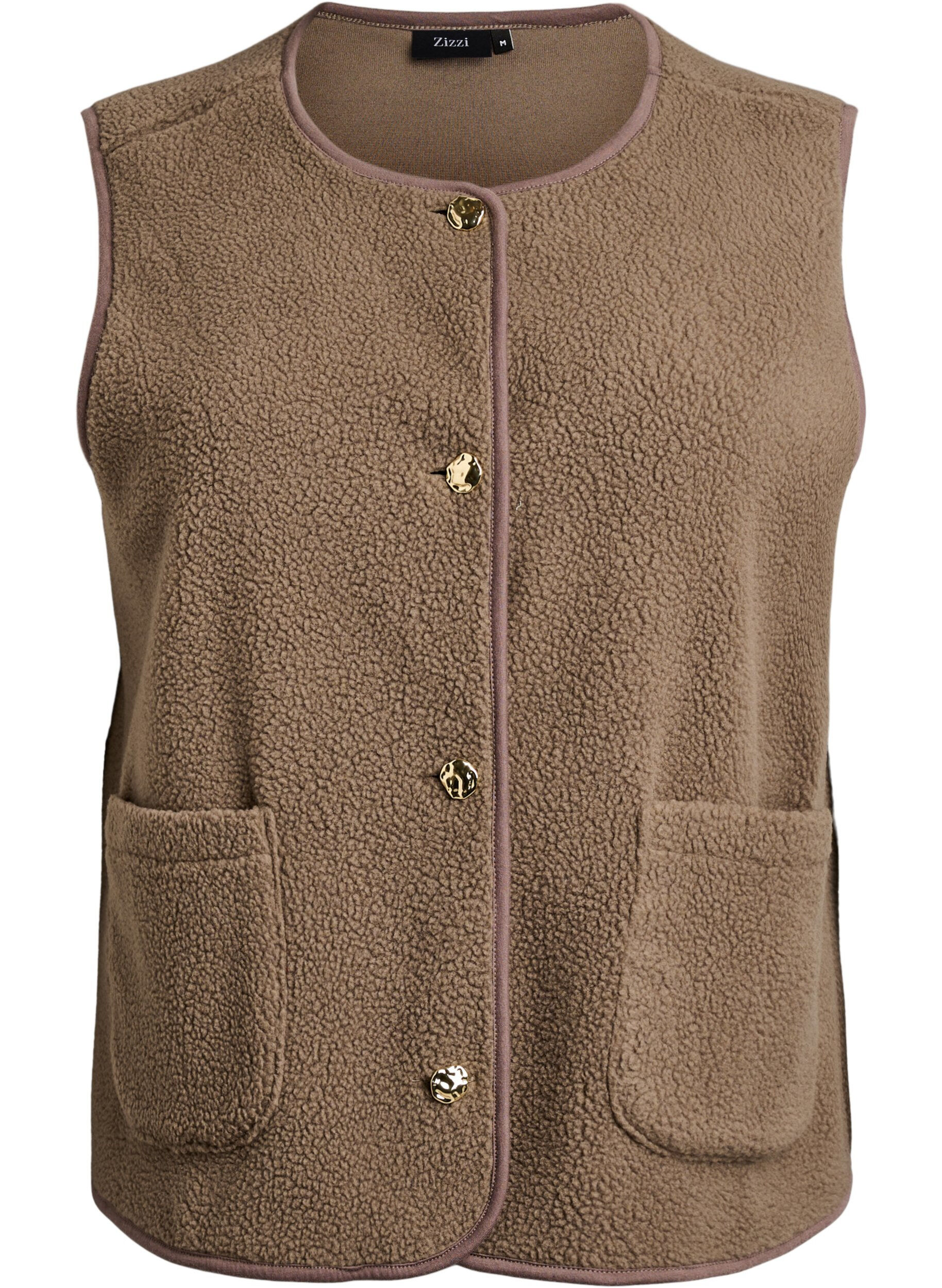 ZizziTeddyliivi napeilla ja taskuilla, Ruskea, Packshot image number 0