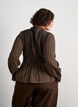 Ruudullinen pusero smokkauksella ja peplum-helmalla, Ruskea, Model image number 2