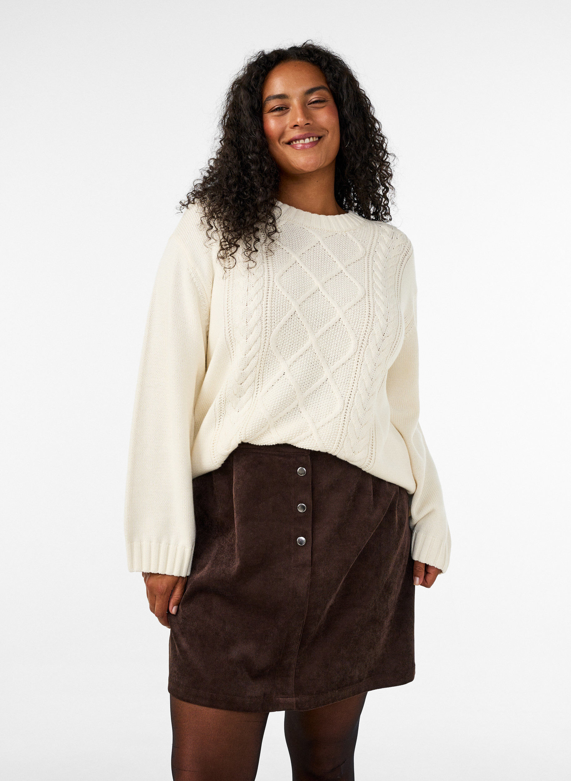 ZizziLyhyt vakosamettihame neppareilla, Ruskea, Model image number 3