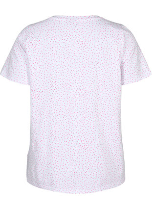 Puuvillainen T-paita pilkuilla ja v-pääntiellä, B.White/S. Pink Dot, Packshot image number 1