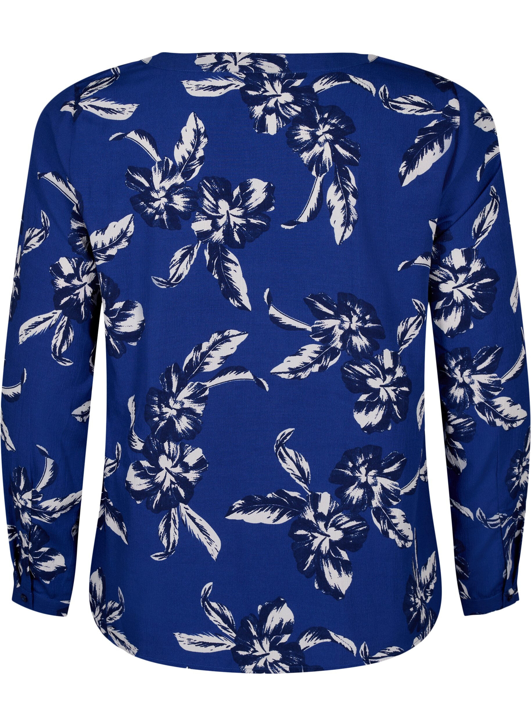 Zizzi FLASH &ndash; Pitk&auml;hihainen pusero painatuksella, Navy Blazer Flower, Packshot image number 1