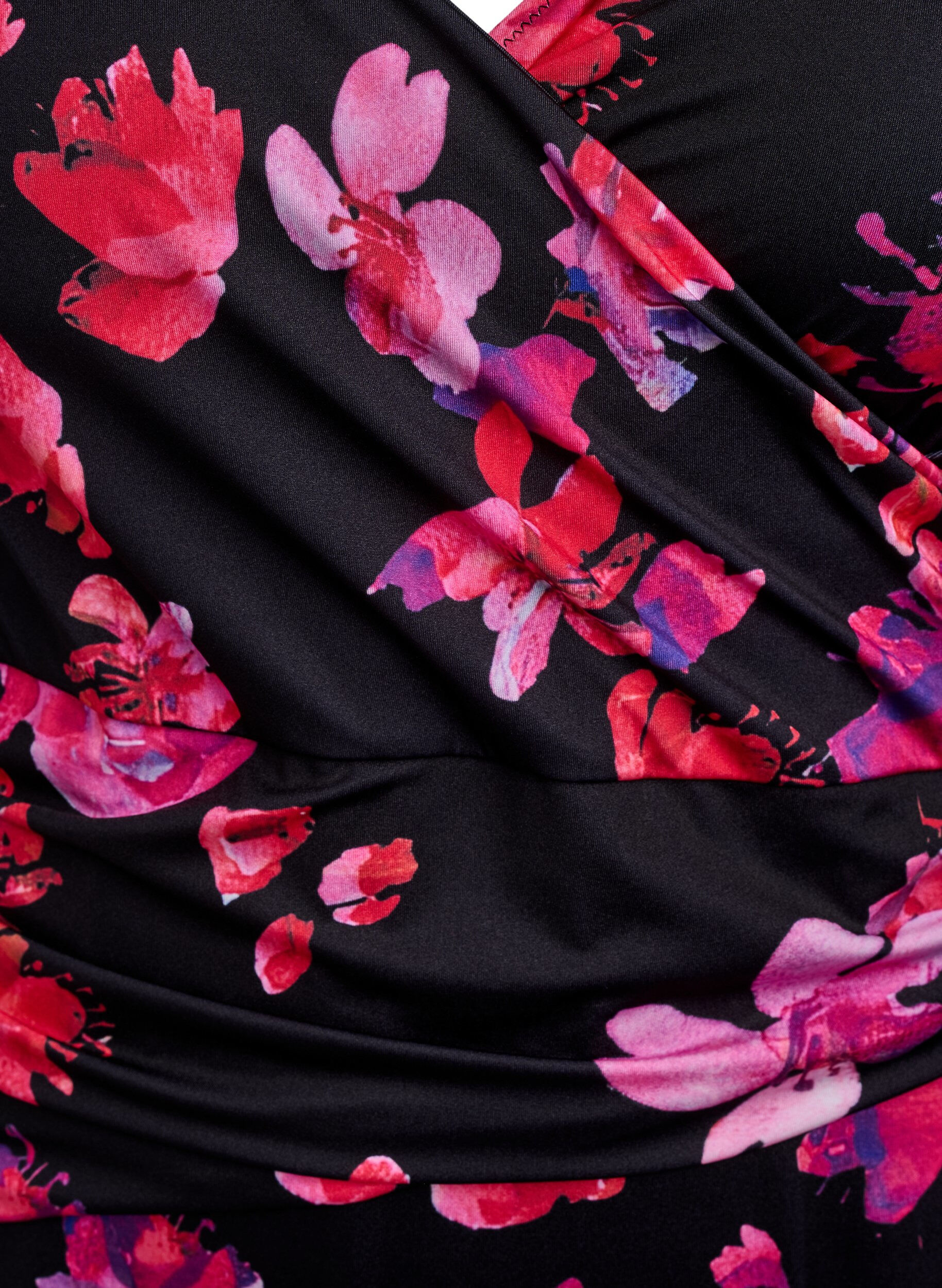 Zizzi Kietaisuefektill&auml; ja laskoksilla varustettu uimapuku, Musta, Packshot image number 2