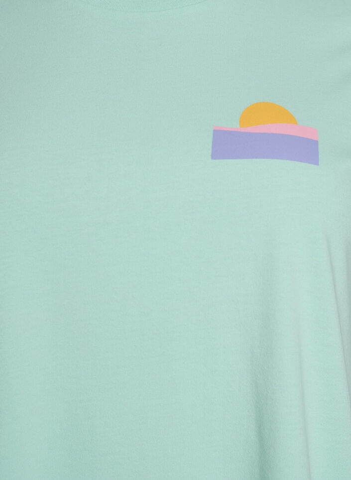 Luomupuuvillainen t-paita selk&auml;printill&auml;, Vihre&auml;, Packshot image number 2