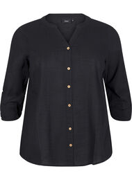 Puuvillainen puseropaita v-kaula-aukolla, Musta