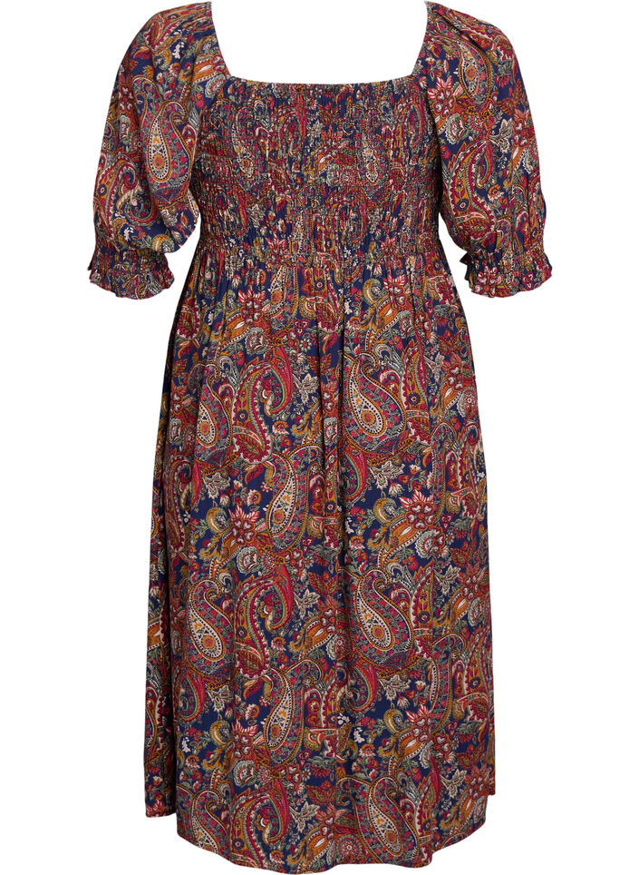 Kes&auml;mekko viskoosista paisley-kuosilla, Sininen, Packshot image number 1