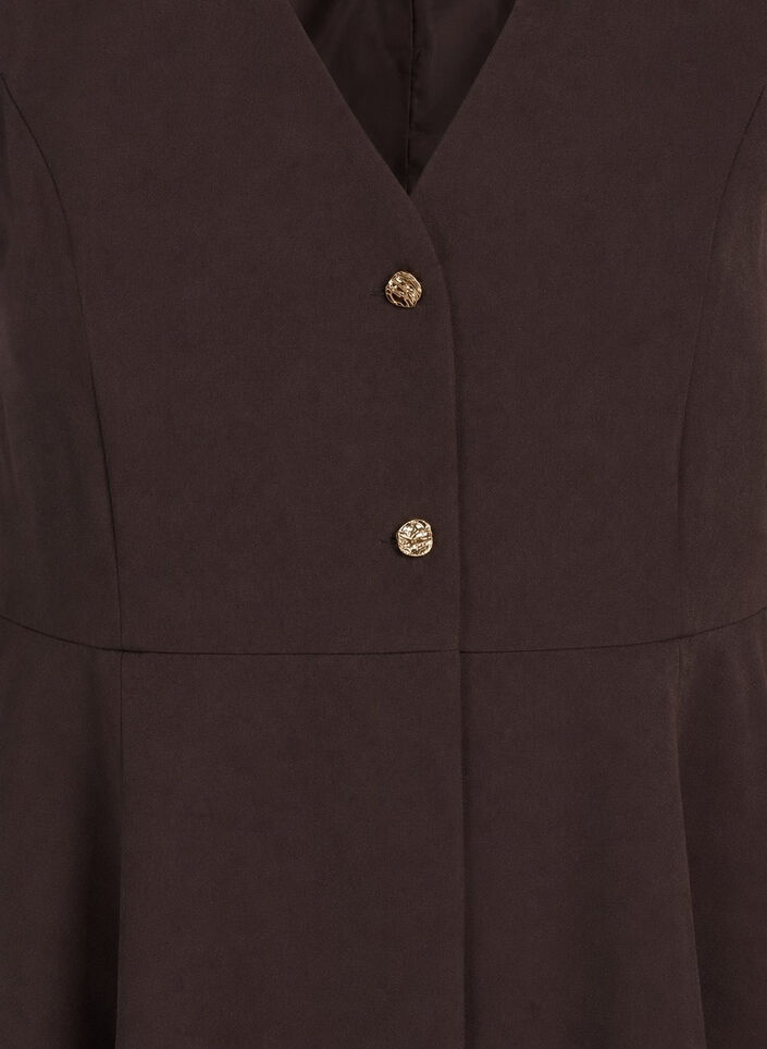 Raitakuvioinen liivi peplum-helmalla, Ruskea, Packshot image number 2