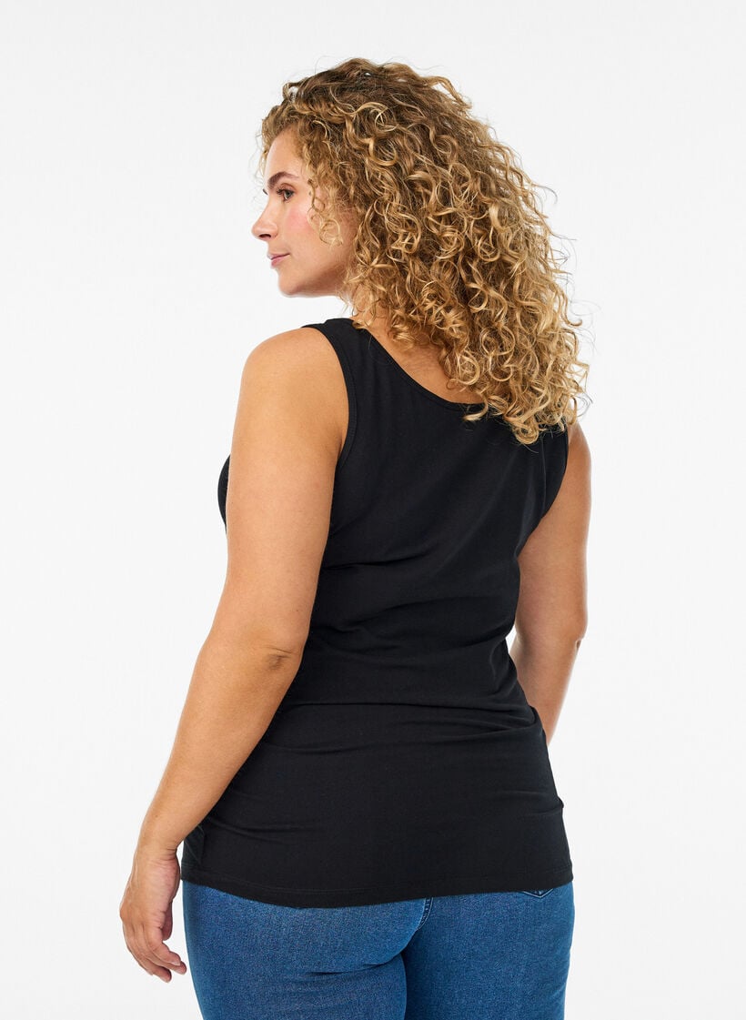 Yksiv&auml;rinen perustoppi puuvillasta, Musta, Model image number 2
