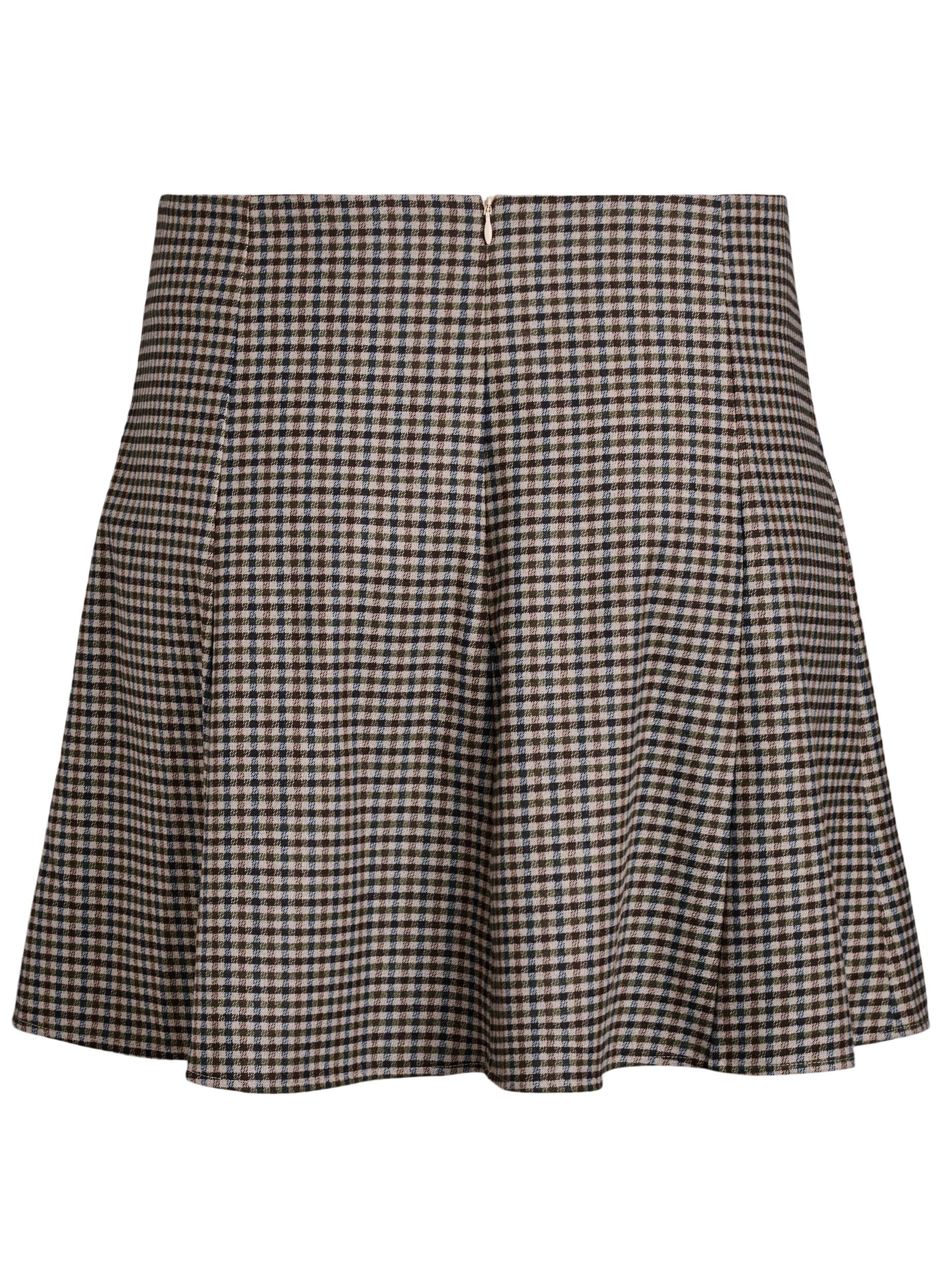 Zizzi Lyhyt A-linjainen hame, Ruskea, Packshot image number 1