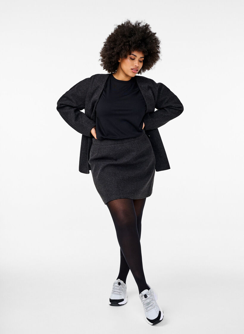 Lyhyt hame, jossa on A-leikkaus, Dark Grey Melange, Model image number 2