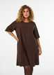 Lyhyt A-linjainen mekko kimalteraidoilla, Ruskea, Model image number 0