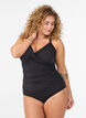 Kaariollinen uimapuku rypytysdetaljilla, Musta, Model image number 0