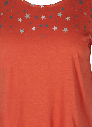 Lyhythihainen t-paita puuvillasta tähtiprintillä, Burnt Brick STARS, Packshot image number 2